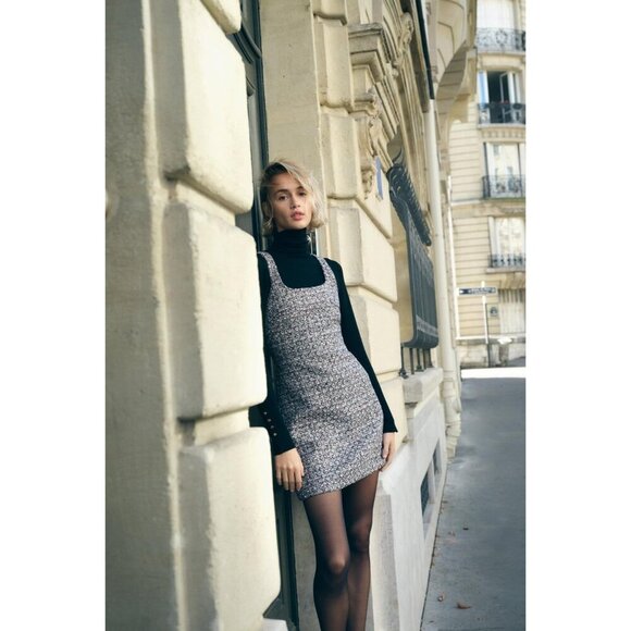 Zara Pink Tweed Mini Dress With Sleeveless Design Square Neckline READ ME - Picture 3 of 11